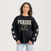 PURDUE BOILERMAKERS VELOCITY STAR EMBELLISHED CREW SWEATSHIRT