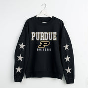 PURDUE BOILERMAKERS VELOCITY STAR EMBELLISHED CREW SWEATSHIRT