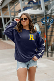 Navy Rochester Yellowjackets Embellished Crewneck - Campus Style Look | Gameday Couture - SOHO