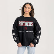 RUTGERS SCARLET KNIGHTS VELOCITY STAR EMBELLISHED CREW SWEATSHIRT