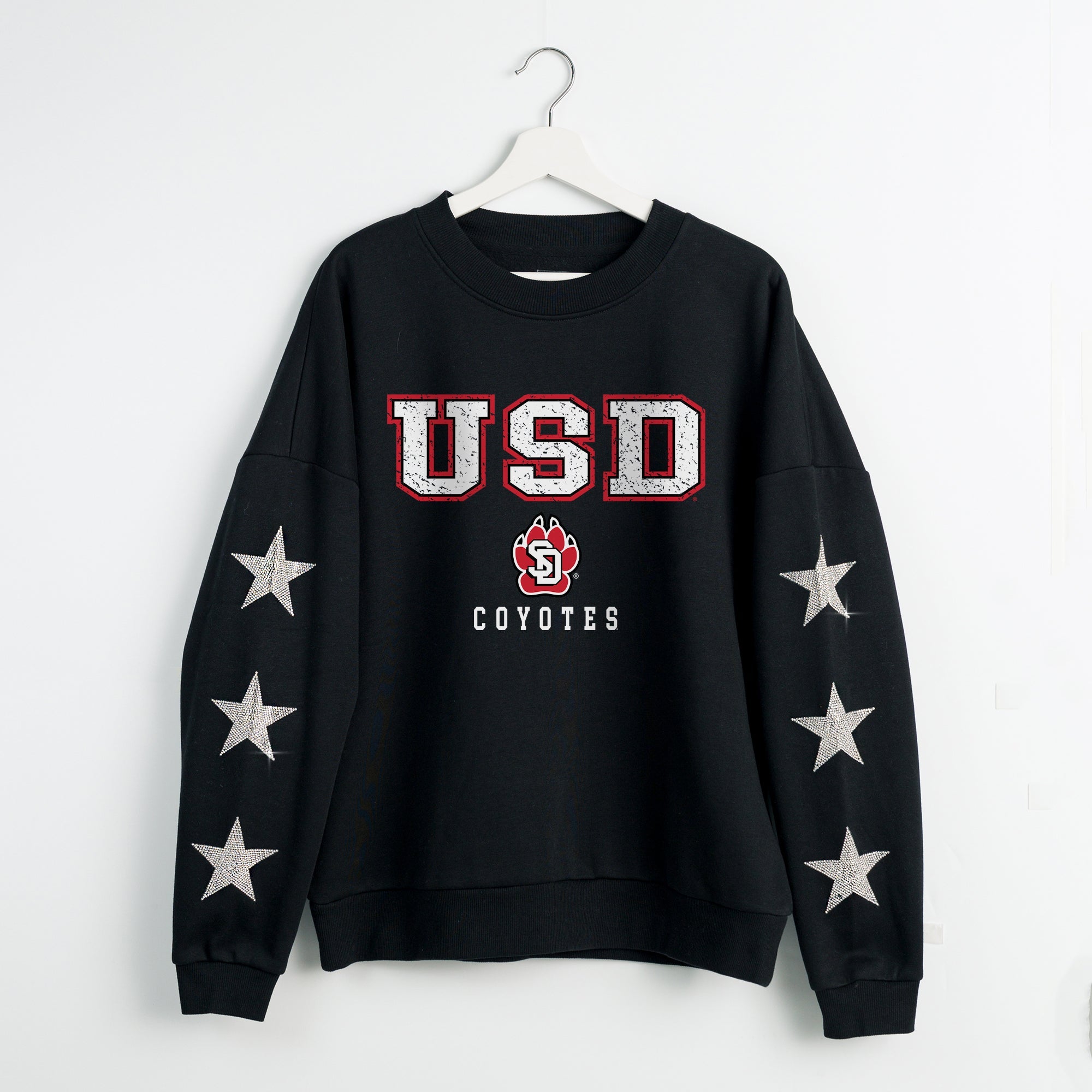 SOUTH DAKOTA COYOTES VELOCITY STAR EMBELLISHED CREW SWEATSHIRT