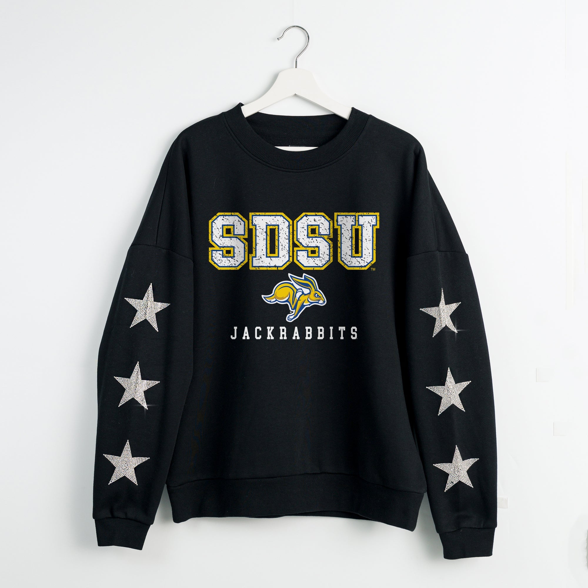 SOUTH DAKOTA STATE JACKRABBITS VELOCITY STAR EMBELLISHED CREW SWEATSHIRT