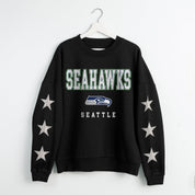 SEATTLE SEAHAWKS VELOCITY STAR EMBELLISHED CREW SWEATSHIRT