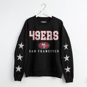 SAN FRANCISCO 49ERS VELOCITY STAR EMBELLISHED CREW SWEATSHIRT