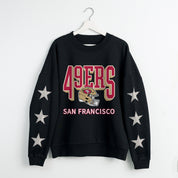 SAN FRANCISCO 49ERS PURE VICTORY STAR EMBELLISHED CREW SWEATSHIRT