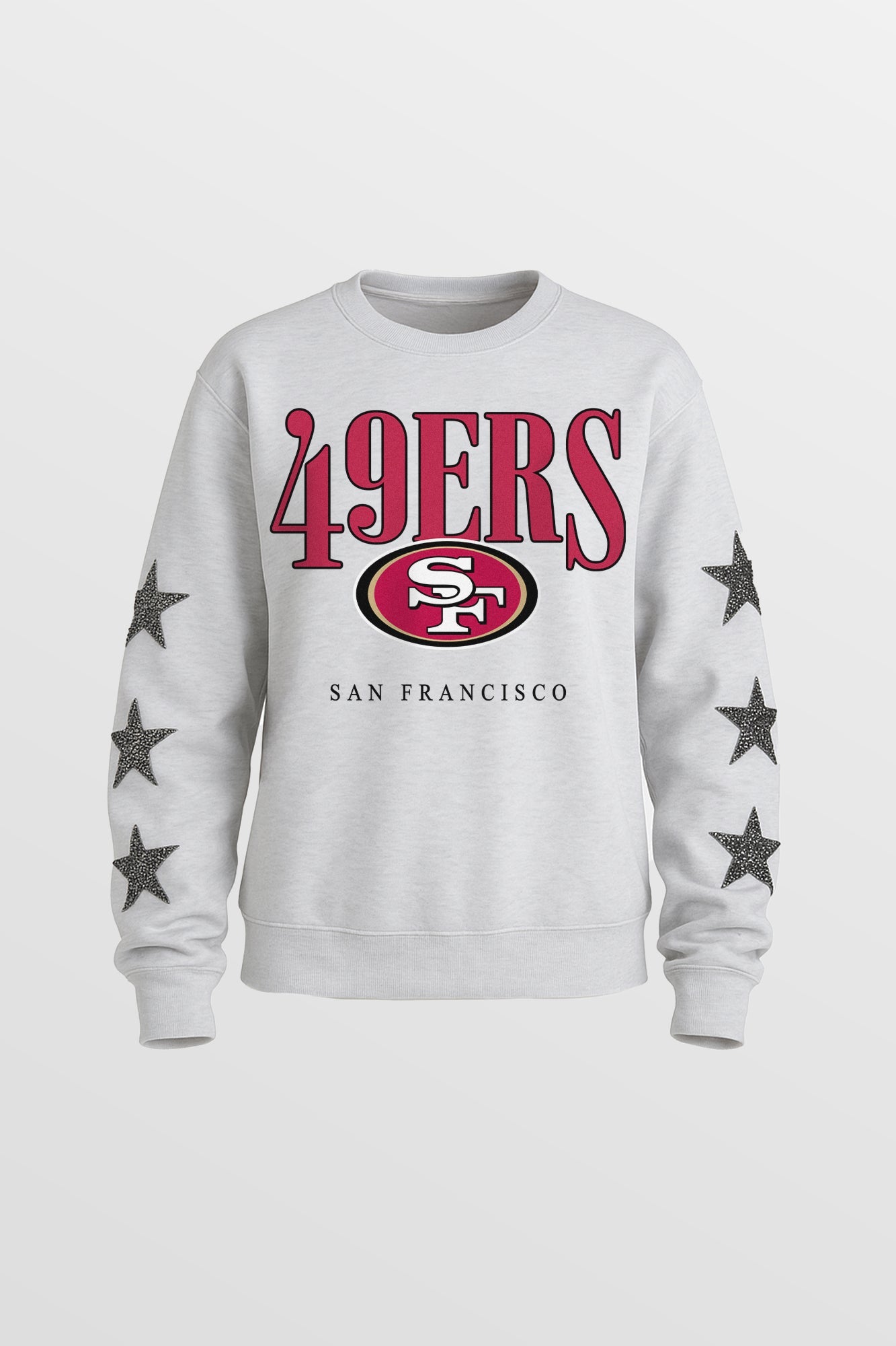 SAN FRANCISCO 49ERS BOLD PLAY STAR EMBELLISHED CREW SWEATSHIRT BY RANDI MAHOMES
