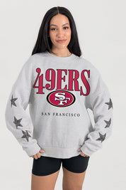 SAN FRANCISCO 49ERS BOLD PLAY STAR EMBELLISHED CREW SWEATSHIRT BY RANDI MAHOMES