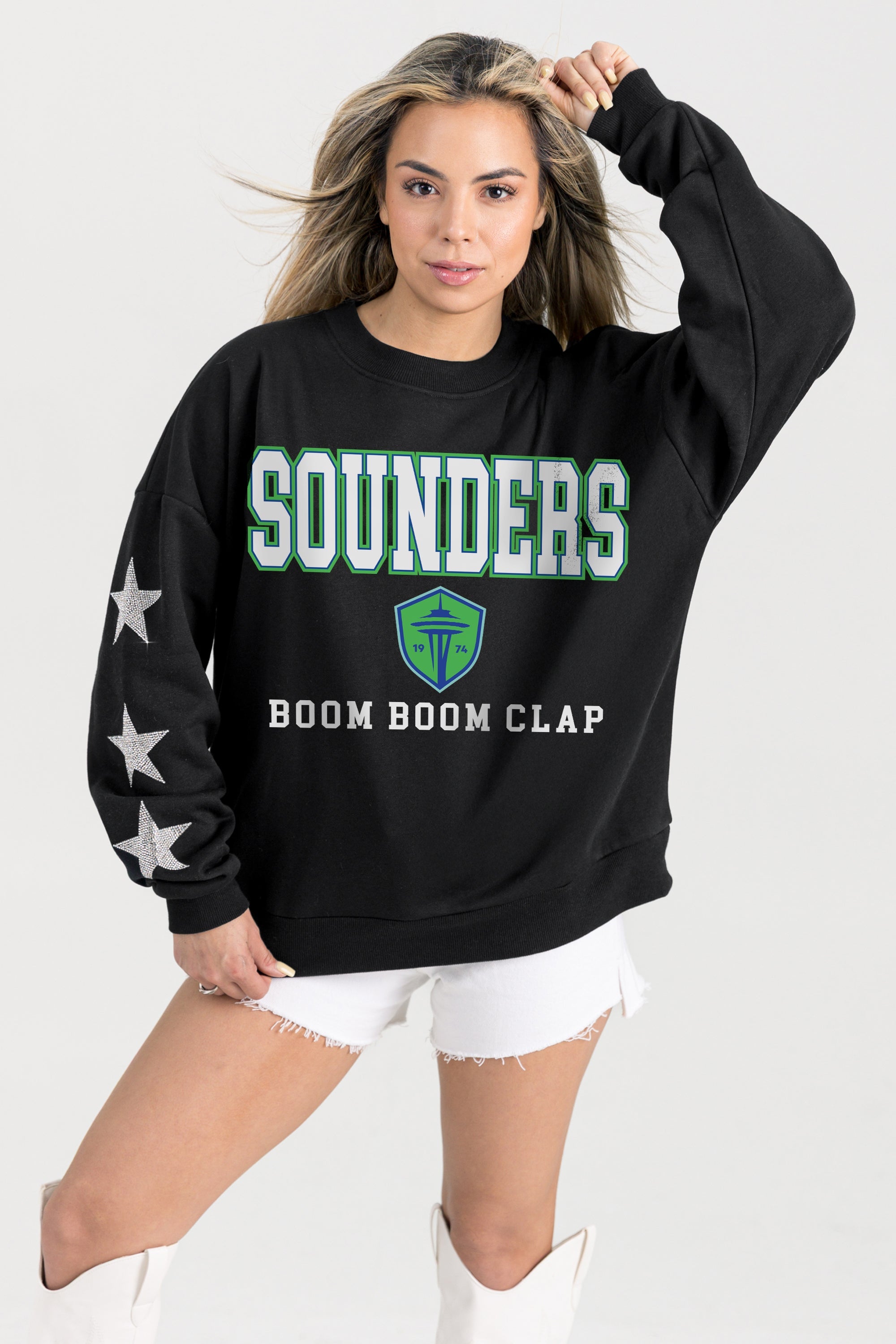 SEATTLE SOUNDERS FC VELOCITY STAR EMBELLISHED CREW SWEATSHIRT