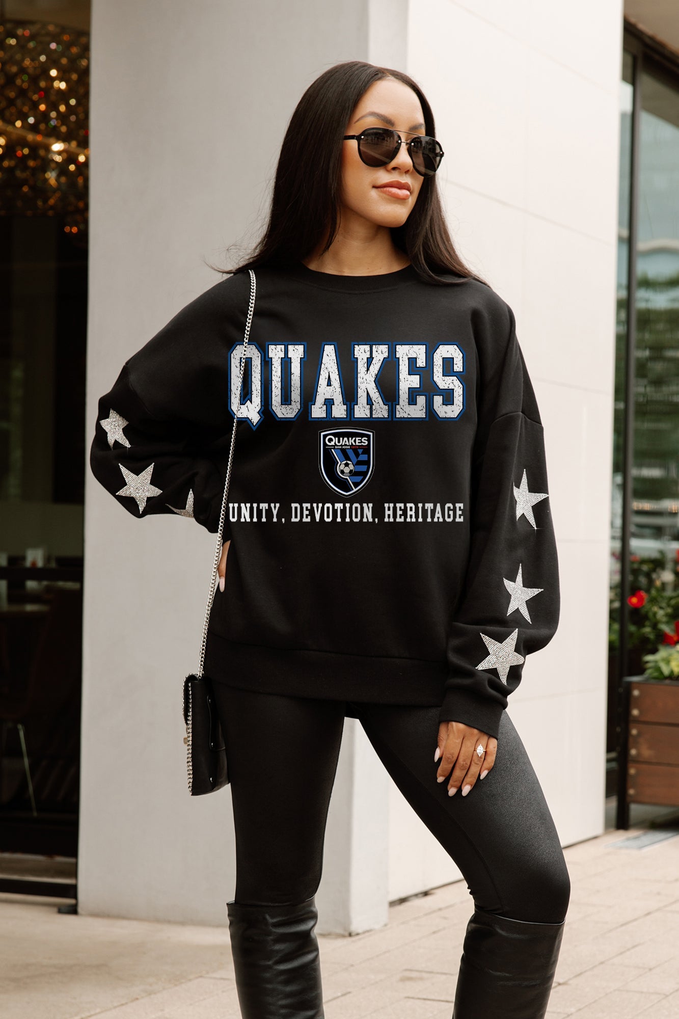 SAN JOSE EARTHQUAKES VELOCITY STAR EMBELLISHED CREW SWEATSHIRT