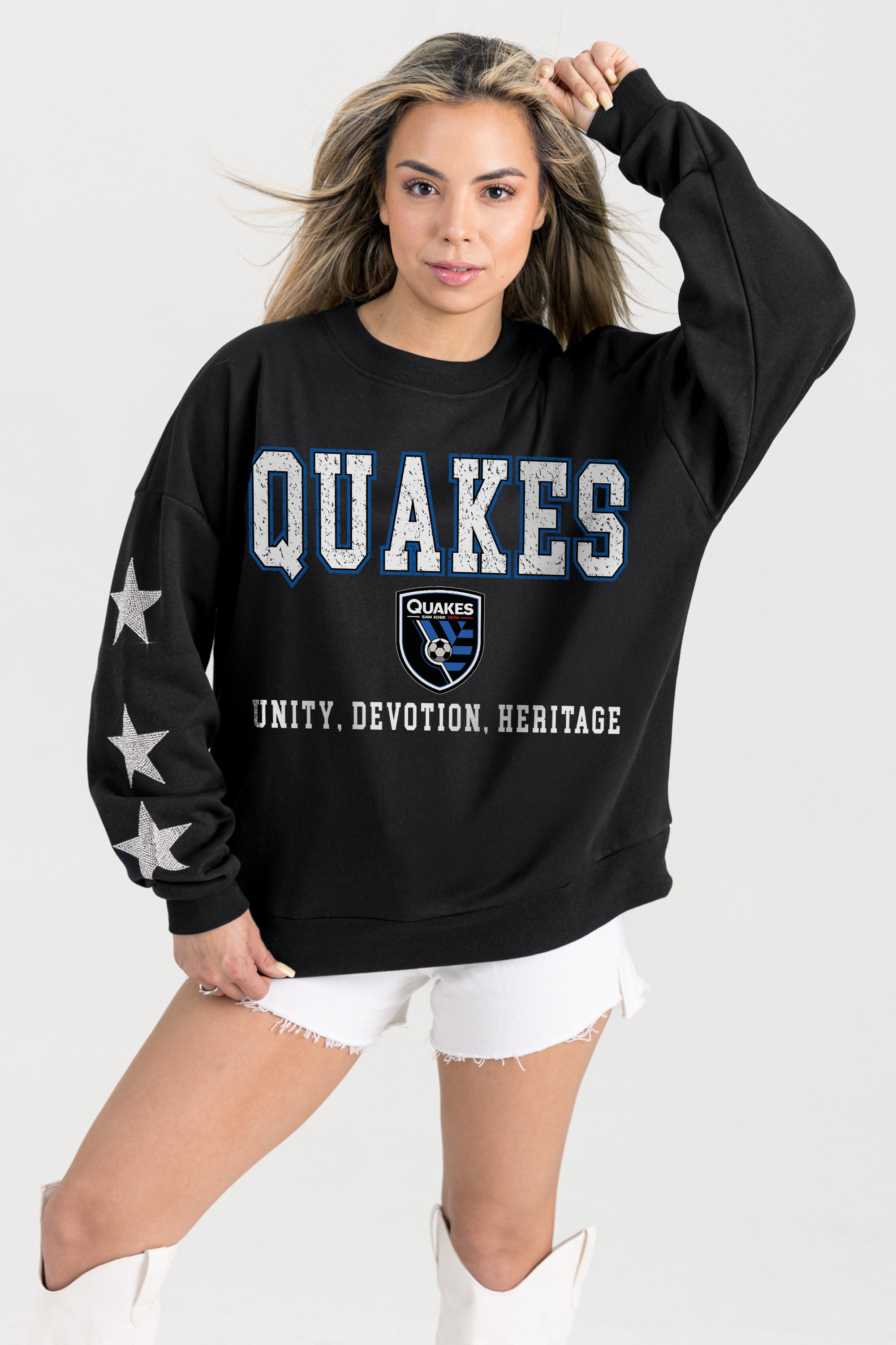 SAN JOSE EARTHQUAKES VELOCITY STAR EMBELLISHED CREW SWEATSHIRT