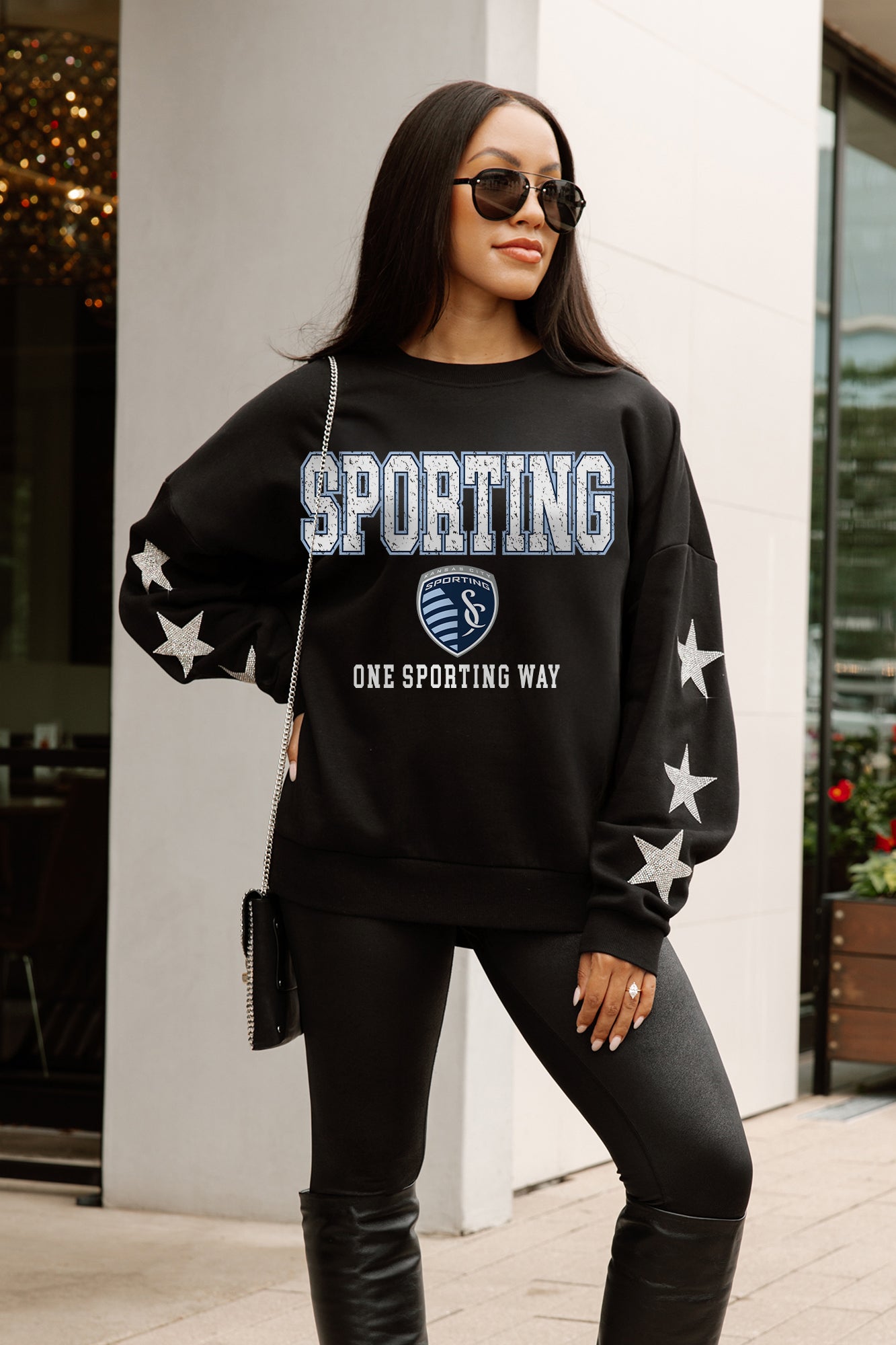 SPORTING KANSAS CITY VELOCITY STAR EMBELLISHED CREW SWEATSHIRT