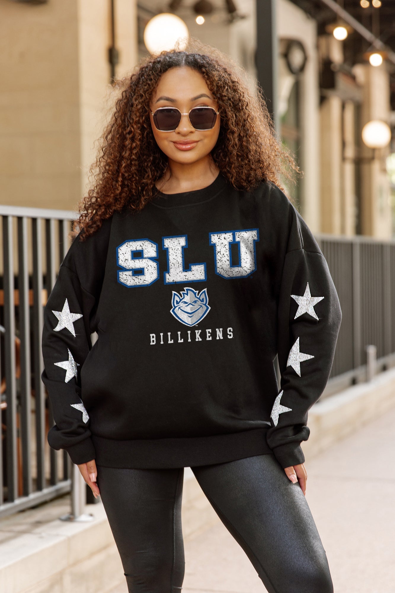 SAINT LOUIS BILLIKENS VELOCITY STAR EMBELLISHED CREW SWEATSHIRT