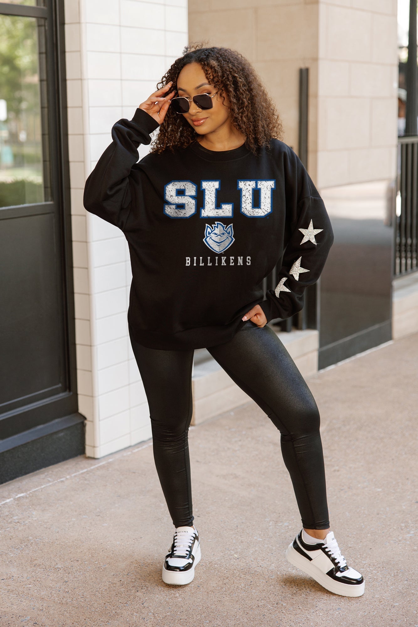 SAINT LOUIS BILLIKENS VELOCITY STAR EMBELLISHED CREW SWEATSHIRT