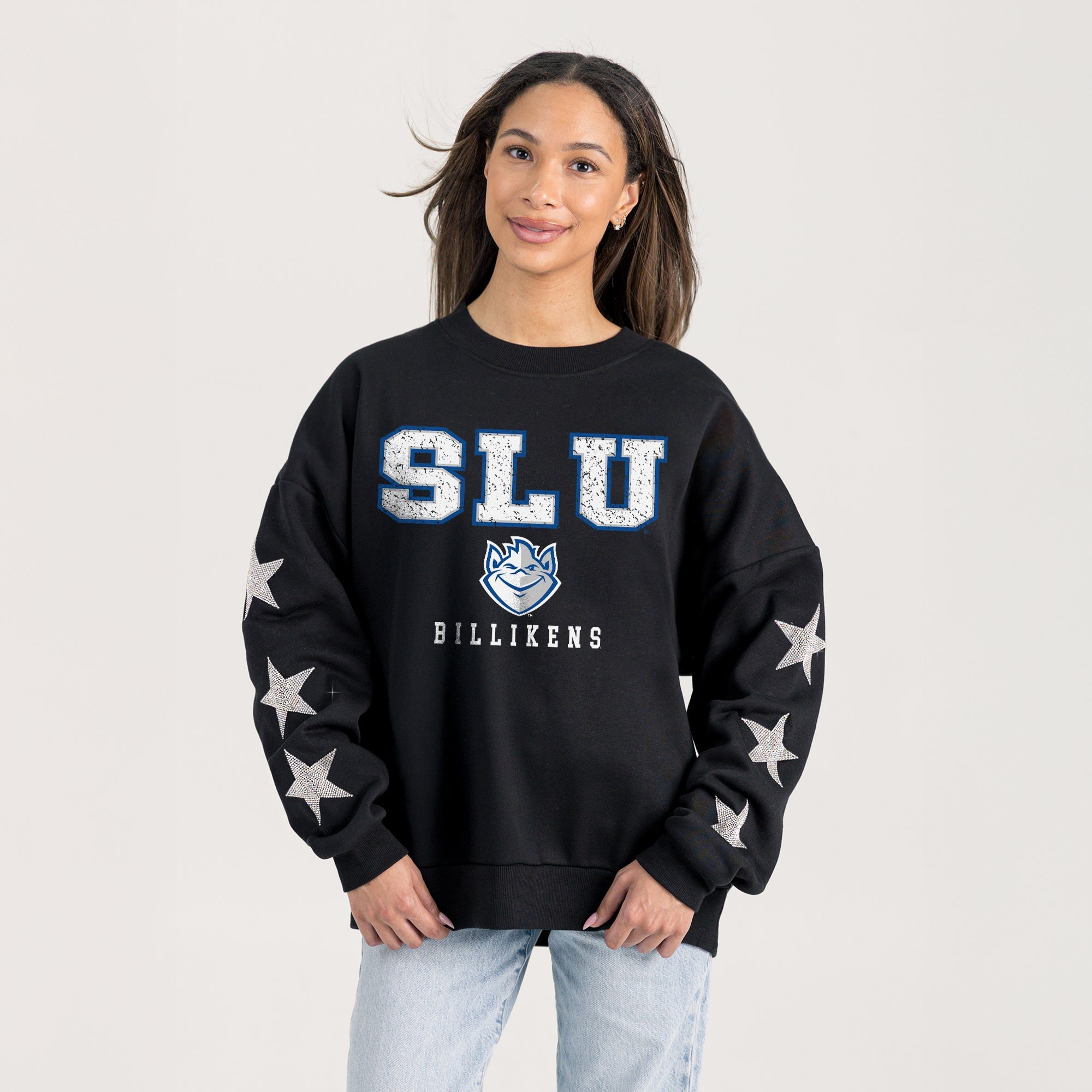 SAINT LOUIS BILLIKENS VELOCITY STAR EMBELLISHED CREW SWEATSHIRT