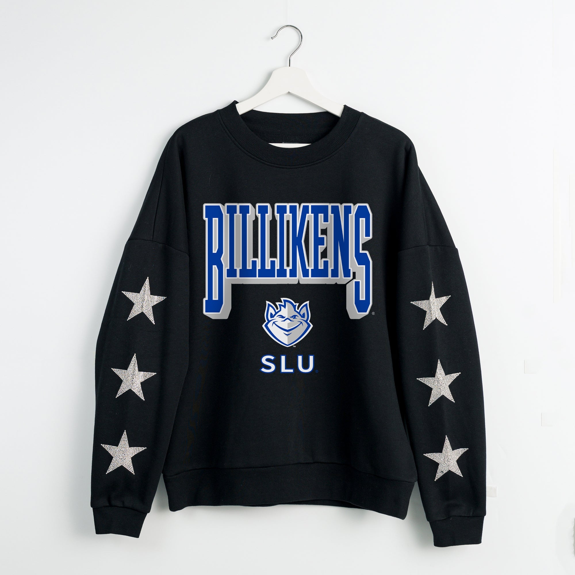 SAINT LOUIS BILLIKENS PURE VICTORY EMBELLISHED STAR SLEEVE CREWNECK PULLOVER