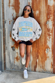 SOUTHERN JAGUARS PENNANT PRIDE EMBELLISHED STAR SLEEVE CREWNECK PULLOVER