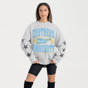 SOUTHERN JAGUARS PENNANT PRIDE EMBELLISHED STAR SLEEVE CREWNECK PULLOVER