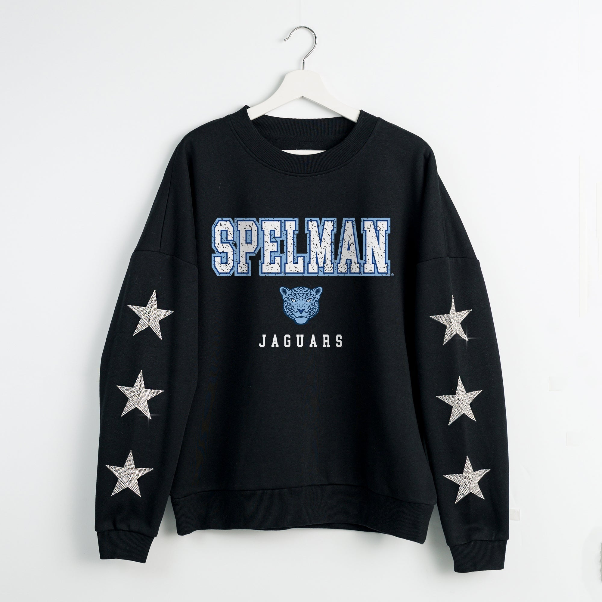 SPELMAN COLLEGE JAGUARS VELOCITY STAR EMBELLISHED CREW SWEATSHIRT