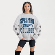 SPELMAN COLLEGE JAGUARS PENNANT PRIDE EMBELLISHED STAR SLEEVE CREWNECK PULLOVER
