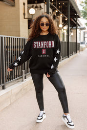 STANFORD CARDINAL VELOCITY STAR EMBELLISHED CREW SWEATSHIRT