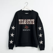 TEXAS STATE BOBCATS VELOCITY STAR EMBELLISHED CREW SWEATSHIRT