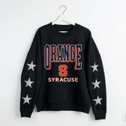 SYRACUSE ORANGE PURE VICTORY EMBELLISHED STAR SLEEVE CREWNECK PULLOVER