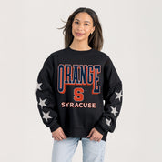 SYRACUSE ORANGE PURE VICTORY EMBELLISHED STAR SLEEVE CREWNECK PULLOVER