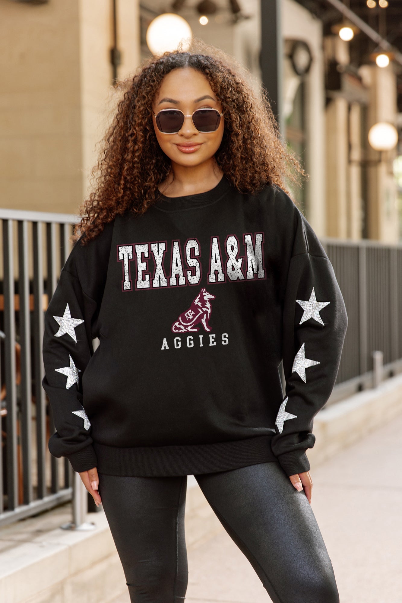 TEXAS A&M AGGIES VELOCITY STAR EMBELLISHED CREW SWEATSHIRT