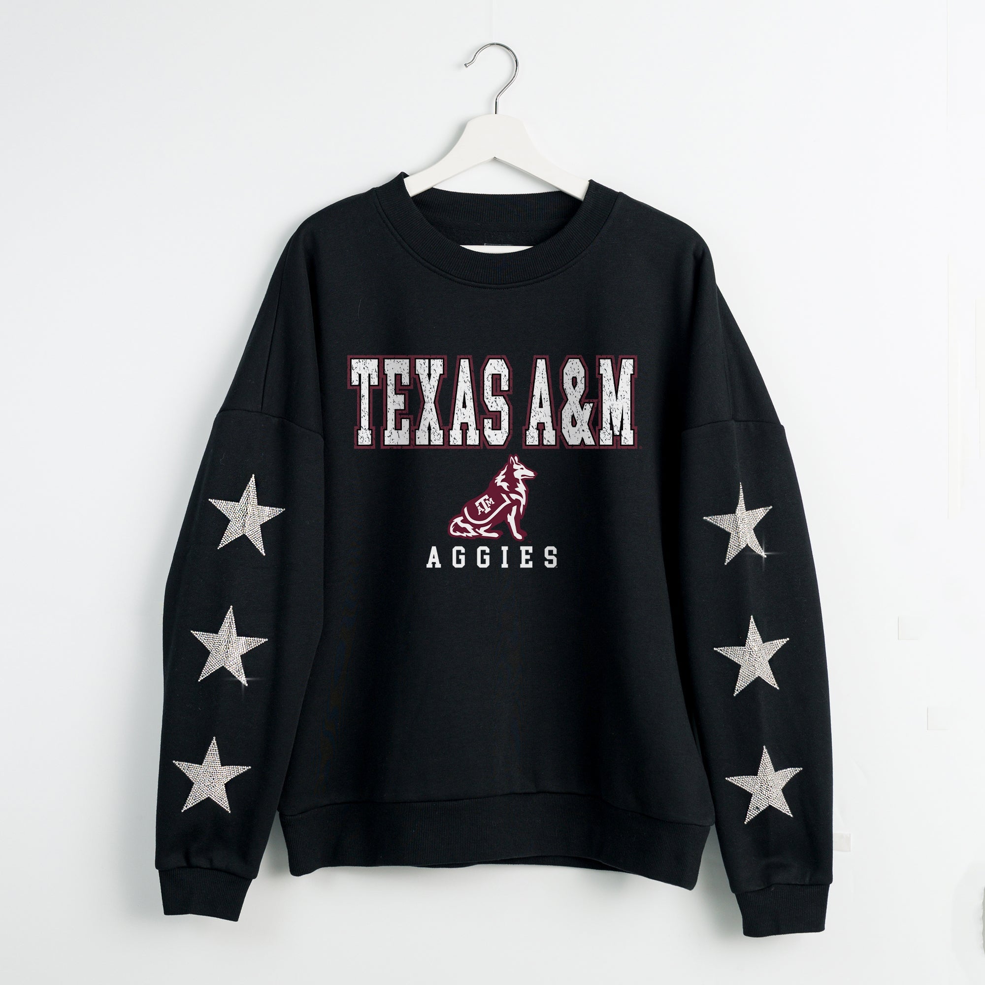 TEXAS A&M AGGIES VELOCITY STAR EMBELLISHED CREW SWEATSHIRT