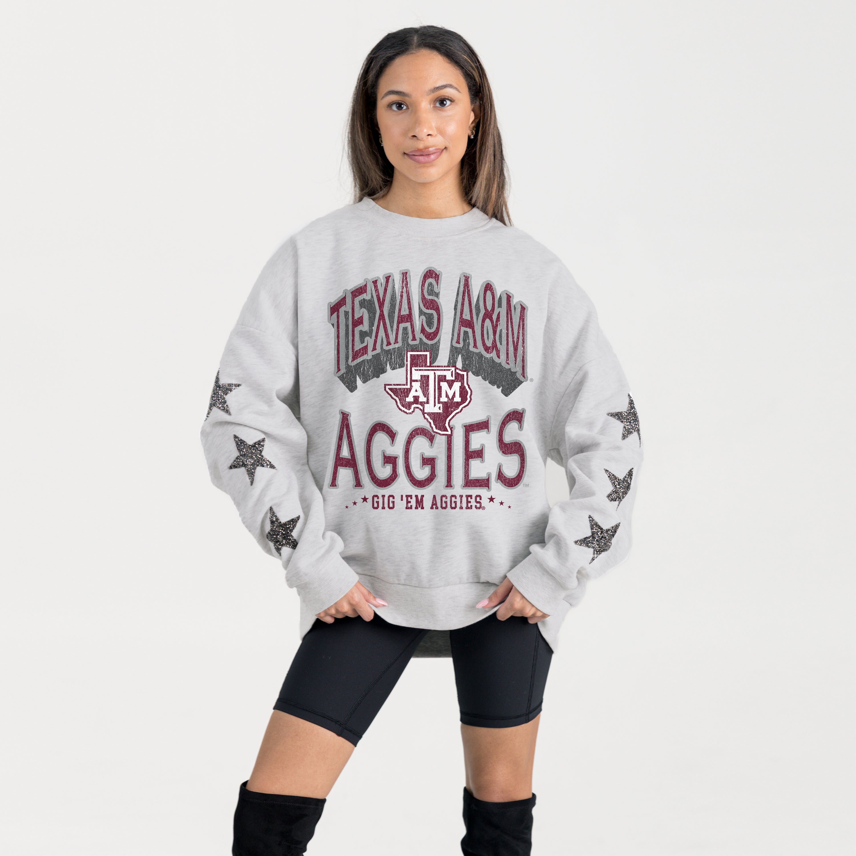 TEXAS A&M AGGIES RESILIENCE STAR EMBELLISHED CREW SWEATSHIRT