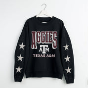 TEXAS A&M AGGIES PURE VICTORY EMBELLISHED STAR SLEEVE CREWNECK PULLOVER