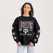 TEXAS A&M AGGIES PURE VICTORY EMBELLISHED STAR SLEEVE CREWNECK PULLOVER
