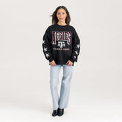 TEXAS A&M AGGIES PURE VICTORY EMBELLISHED STAR SLEEVE CREWNECK PULLOVER