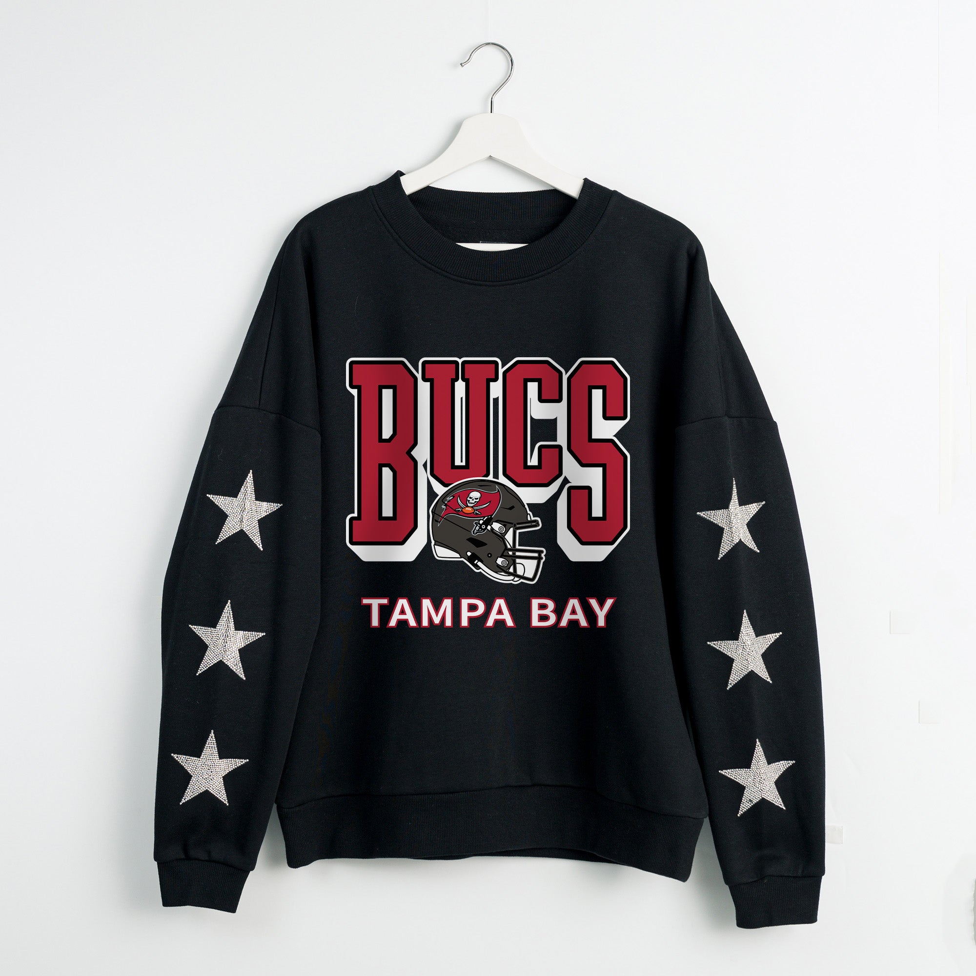 TAMPA BAY BUCCANEERS PURE VICTORY STAR EMBELLISHED CREW SWEATSHIRT