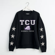 TCU HORNED FROGS VELOCITY STAR EMBELLISHED CREW SWEATSHIRT