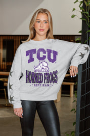 TCU HORNED FROGS RESILIENCE STAR EMBELLISHED CREW SWEATSHIRT