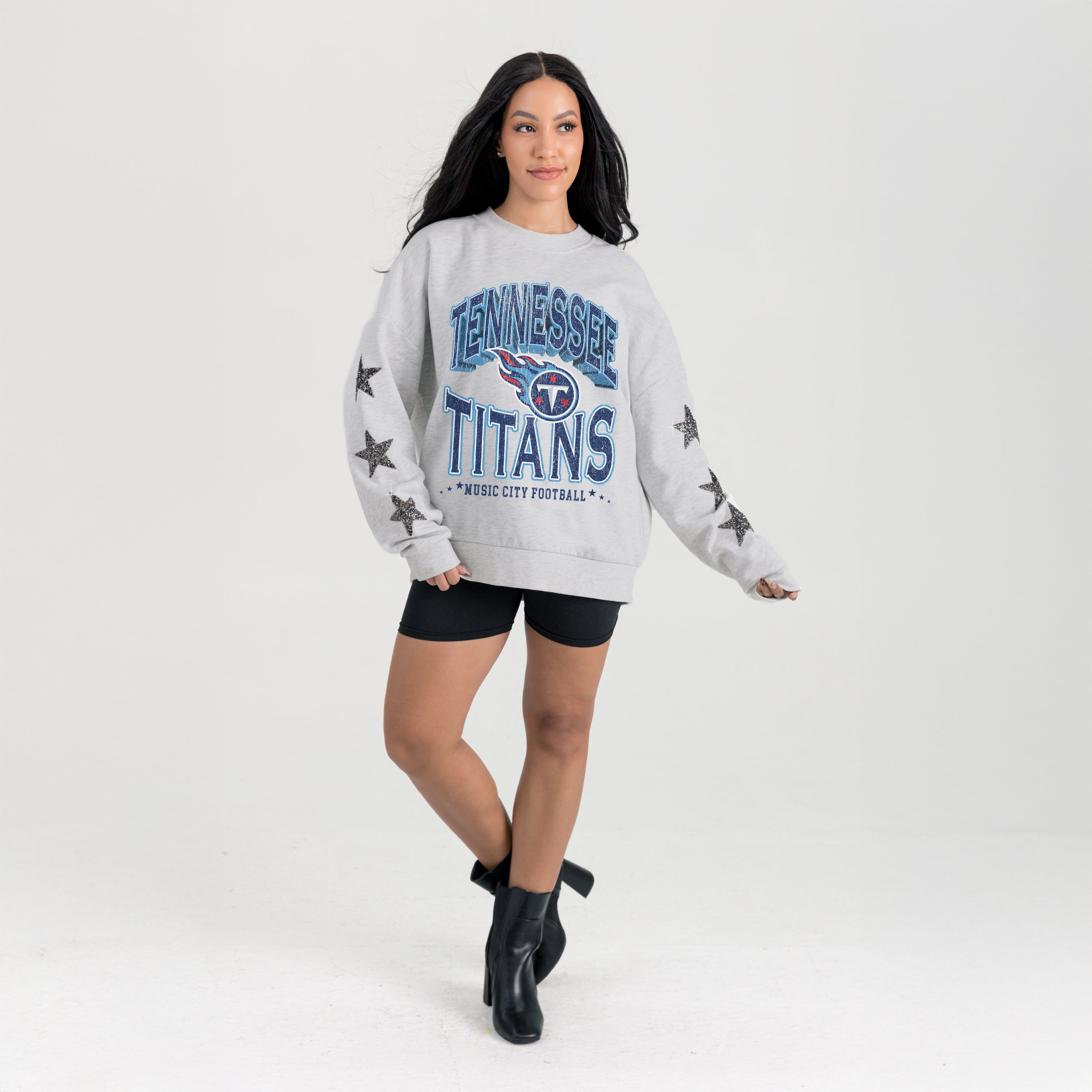 TENNESSEE TITANS RESILIENCE STAR EMBELLISHED CREW SWEATSHIRT