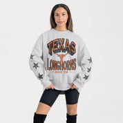 TEXAS LONGHORNS RESILIENCE STAR EMBELLISHED CREW SWEATSHIRT