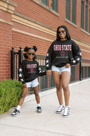 OHIO STATE BUCKEYES VELOCITY STAR EMBELLISHED CREW SWEATSHIRT