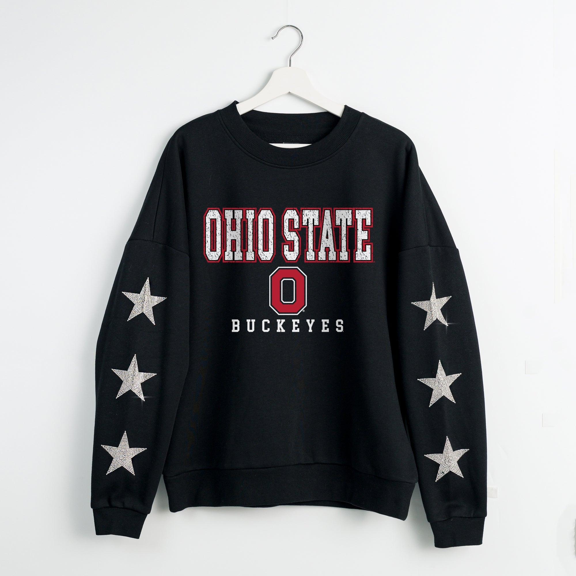 OHIO STATE BUCKEYES VELOCITY STAR EMBELLISHED CREW SWEATSHIRT