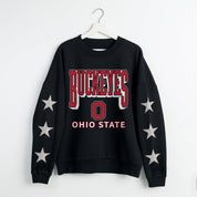 OHIO STATE BUCKEYES PURE VICTORY EMBELLISHED STAR SLEEVE CREWNECK PULLOVER