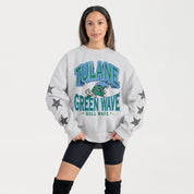 TULANE GREEN WAVE RESILIENCE STAR EMBELLISHED CREW SWEATSHIRT