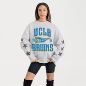 UCLA BRUINS PENNANT PRIDE EMBELLISHED STAR SLEEVE CREWNECK PULLOVER