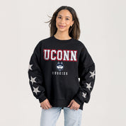 UCONN HUSKIES VELOCITY STAR EMBELLISHED CREW SWEATSHIRT
