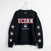 UCONN HUSKIES VELOCITY STAR EMBELLISHED CREW SWEATSHIRT