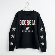 GEORGIA BULLDOGS VELOCITY STAR EMBELLISHED CREW SWEATSHIRT