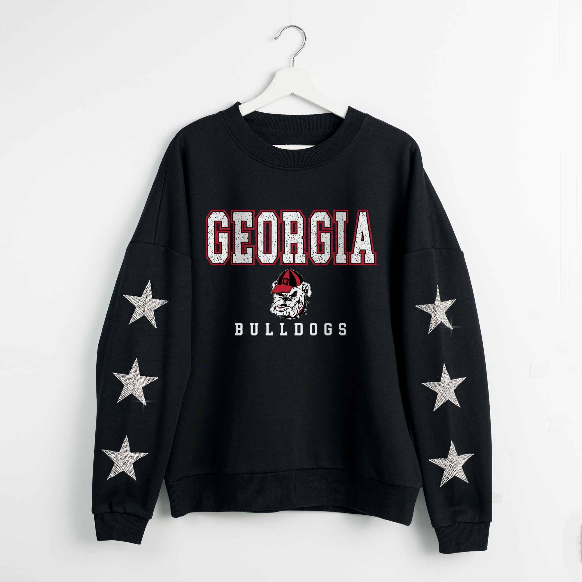 GEORGIA BULLDOGS VELOCITY STAR EMBELLISHED CREW SWEATSHIRT