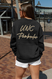 UNC AT PEMBROKE BRAVES DEDICATION EMBELLISHED STAR SLEEVE CREWNECK PULLOVER