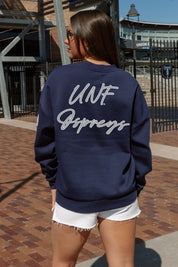 Navy UNF Ospreys Crewneck Pullover - Back View with Logo | Gameday Couture - SOHO