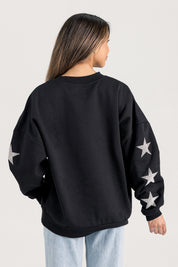 TEAM USA UNITED WE STAND RHINESTUD STAR SLEEVE CREWNECK PULLOVER